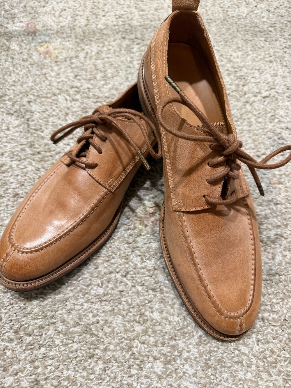 Billy Reid Men’s 10.5 Italian Leather Moc-Toe Derby Shoes Tan Brown